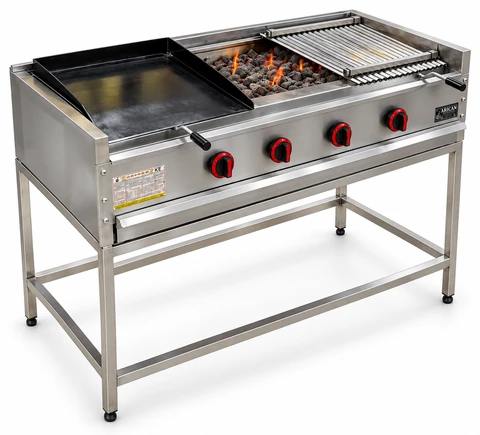 Gas and lava stone grill with open stand · 150 cm