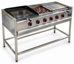 Parrilla de gas con piedra volcánica y soporte abierto · 200 cm