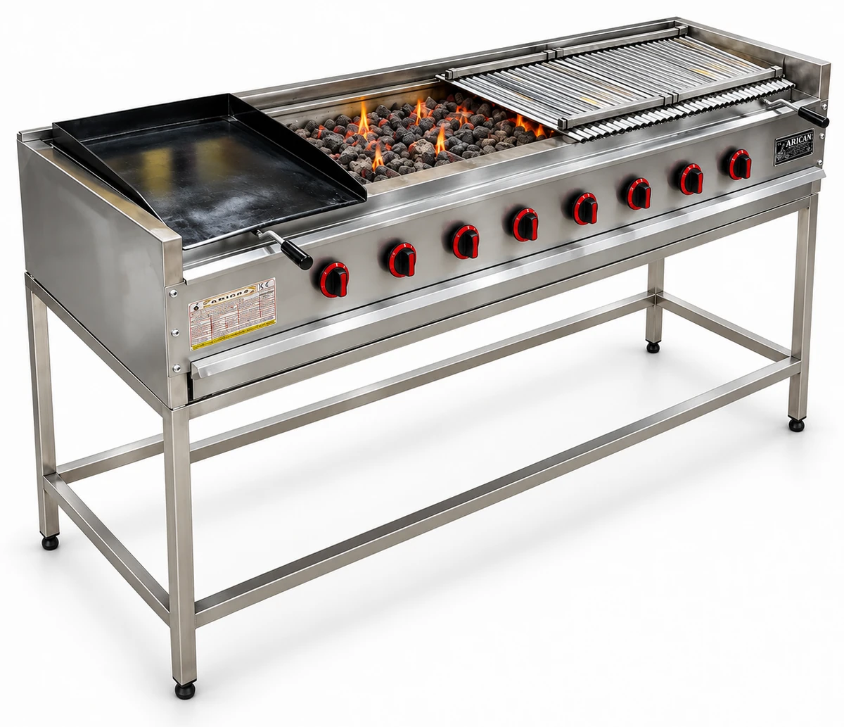 Gas-Lavasteingrill mit offenem Untergestell · 250 cm