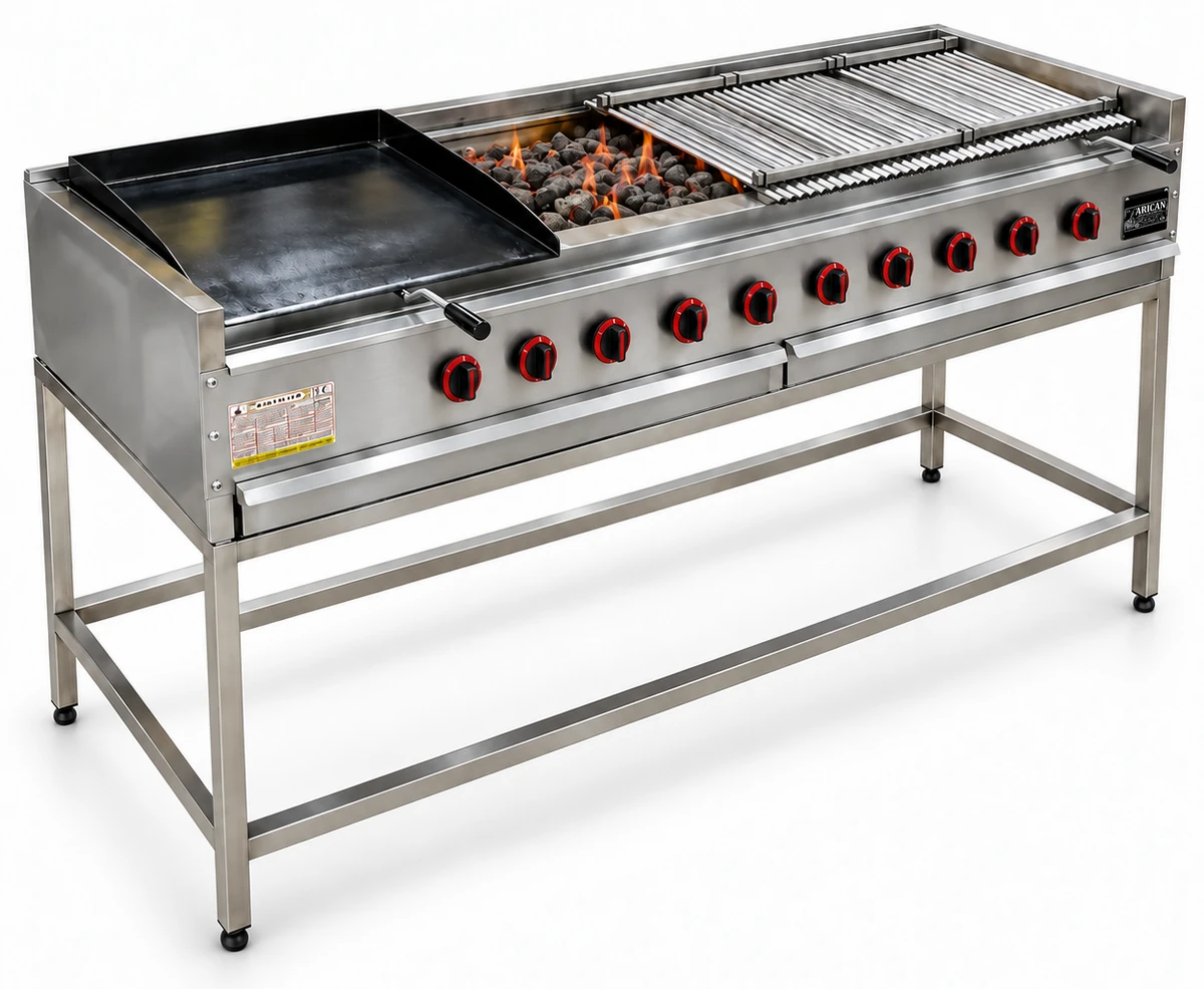 Gas-Lavasteingrill mit offenem Untergestell · 300 cm
