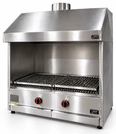 Parrilla de gas con piedra volcánica de sobremesa, campana y paneles laterales de acero inoxidable · 100 cm