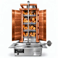 Máquina de döner a gas y leña · 4 quemadores · Revestimiento de cobre