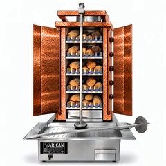 Máquina de döner a gas y leña · 5 quemadores · Revestimiento de cobre