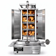 Máquina de döner a gas y leña · 4 quemadores · Acero inoxidable