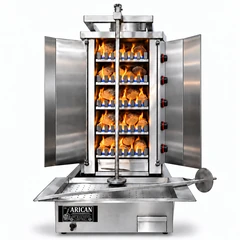 Máquina de döner a gas y leña · 5 quemadores · Acero inoxidable
