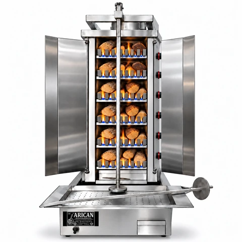 Gas- und Holz-Dönergrill · 6 Brenner · Edelstahl — ARC LDK008