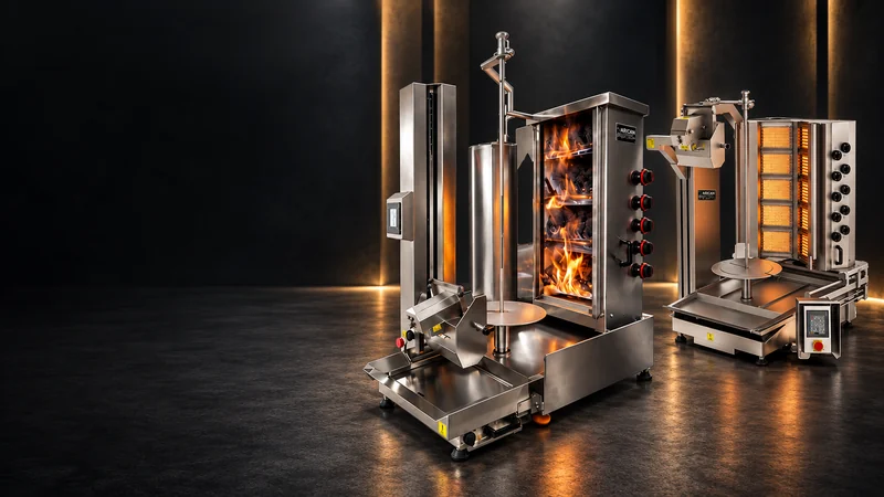 Arican automatic doner cutting robots and doner grills
