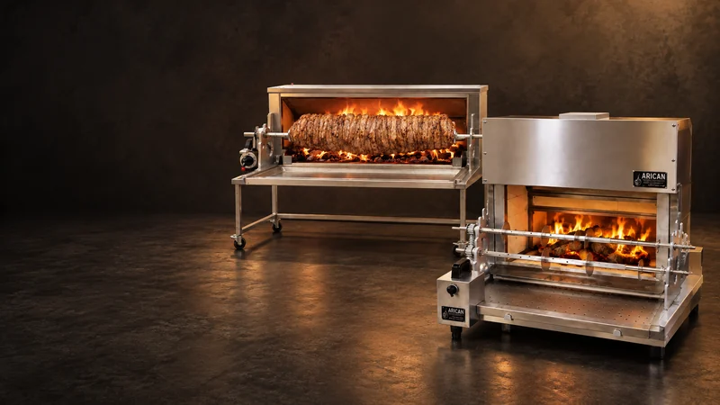 Arican portable cag kebab grills: gas and stainless steel wood-fired models